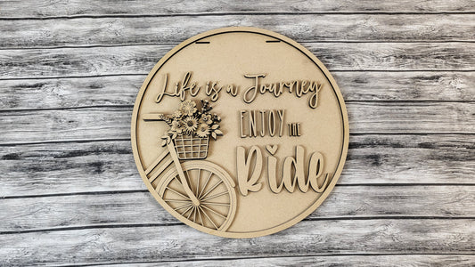 Life Is a Journey Bicycle Door Hanger DIY Unfinished Kit