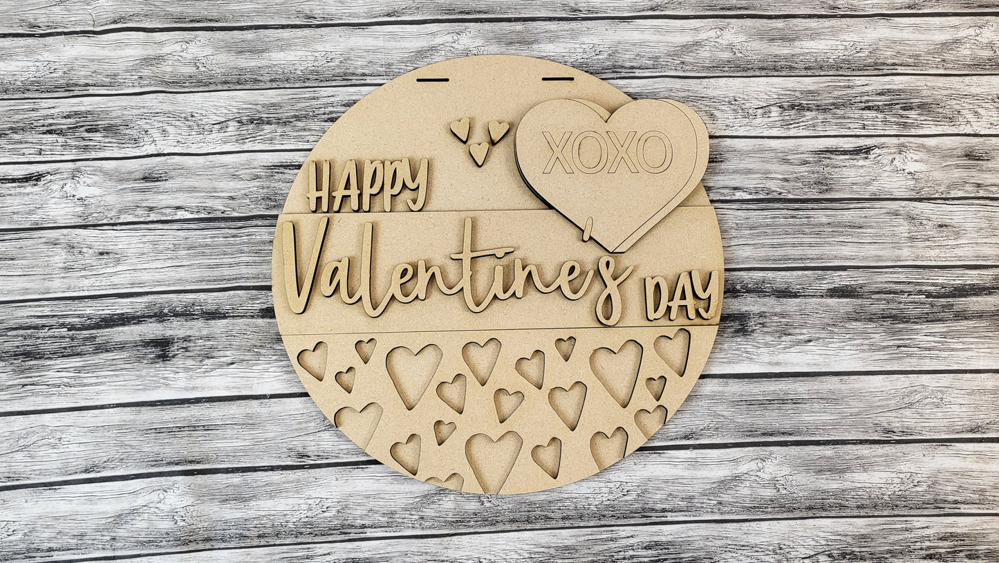 Happy Valentines Day Candy Heart DIY Unfinished Kit