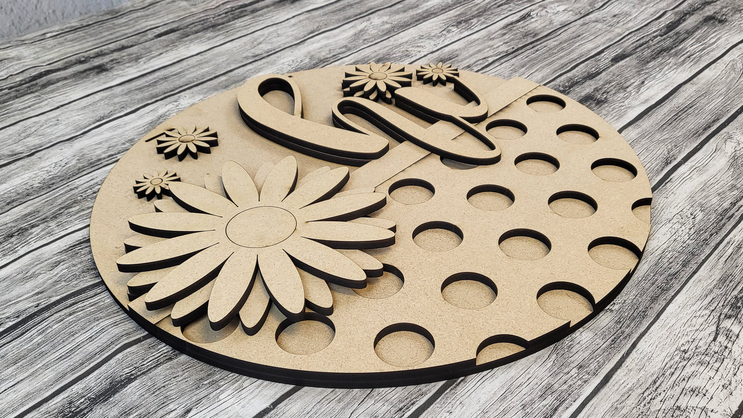 3D hi Daisy Polka Dot Door Hanger DIY Unfinished Kit