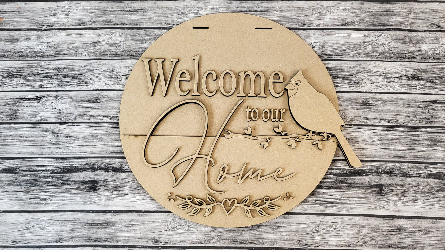 3D Welcome To Our Home Cardinal DIY Unfinished Kit