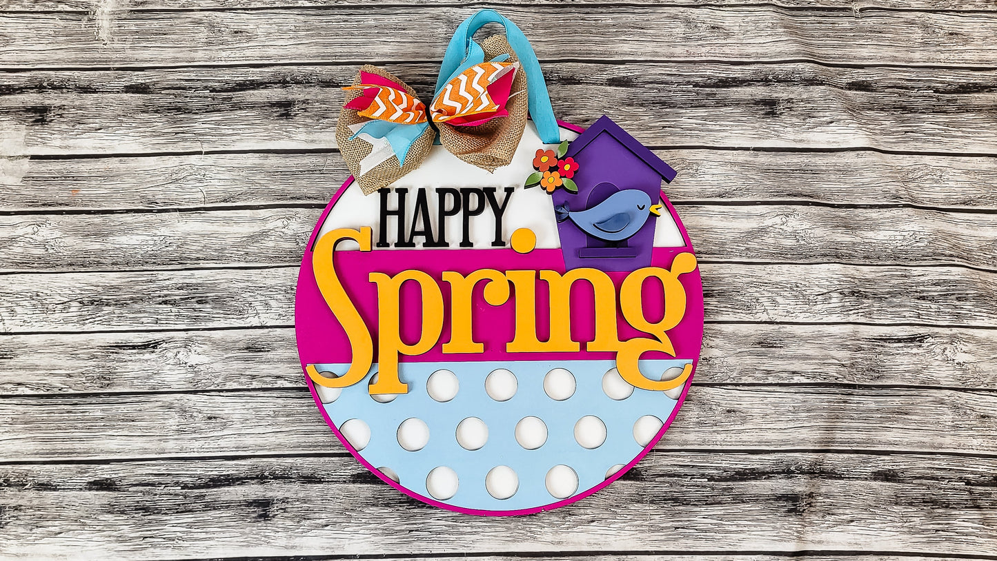 HAPPY Spring Bird House Door Hanger DIY Unfinished Kit
