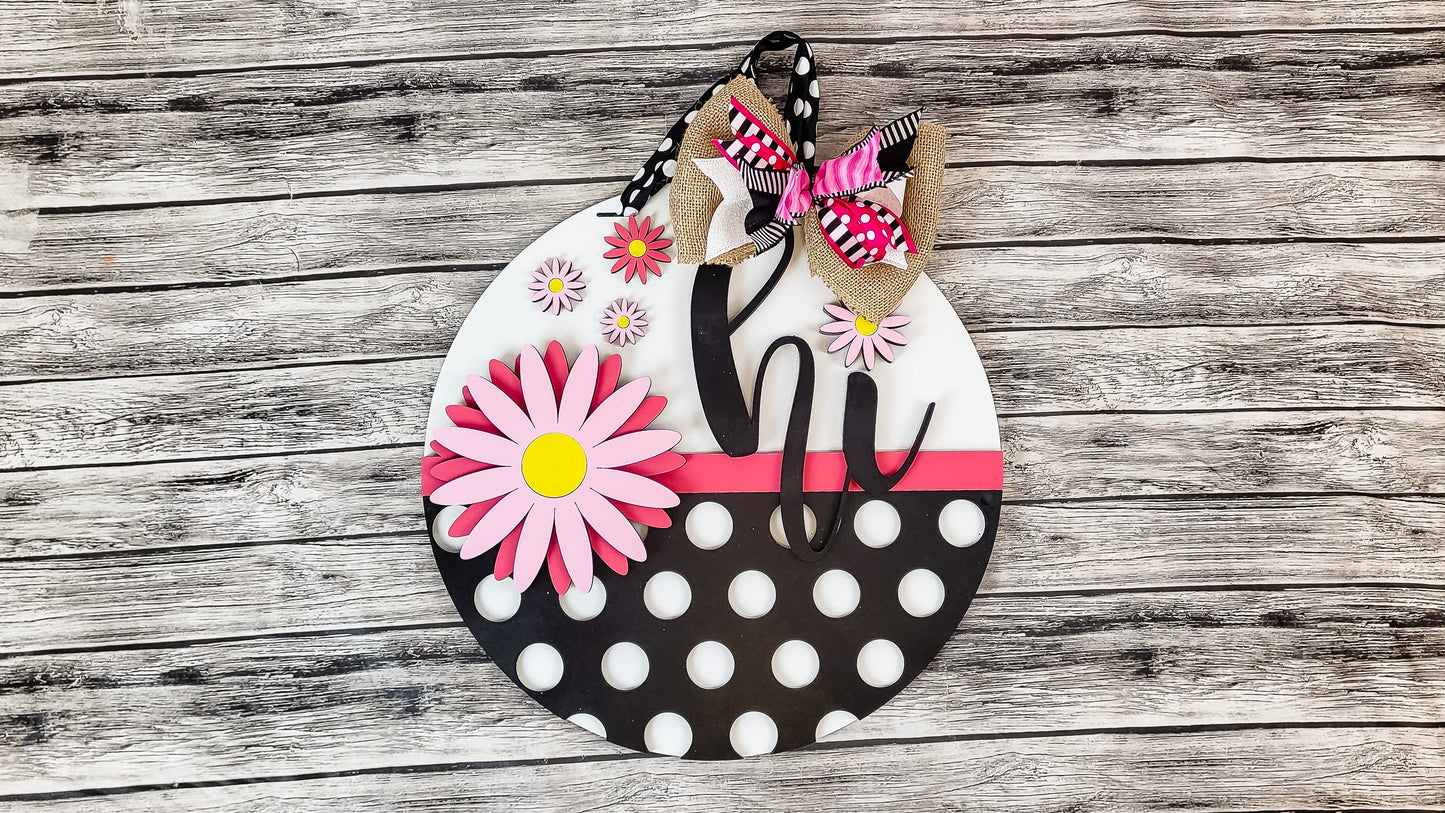 Finished - hi Daisy Polkadot Door Hanger