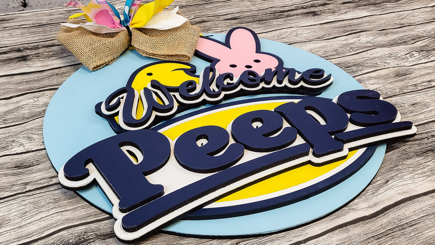 3D Welcome PEEPS Door Hanger DIY Unfinished Kit