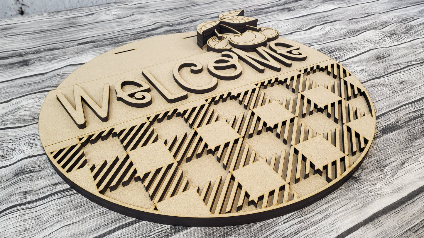 Welcome Cherries Door Hanger DIY Unfinished Kit