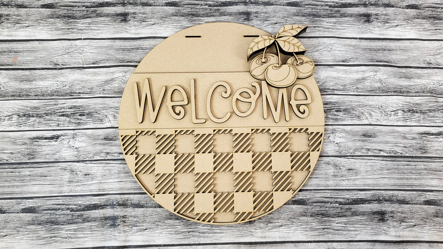 Welcome Cherries Door Hanger DIY Unfinished Kit