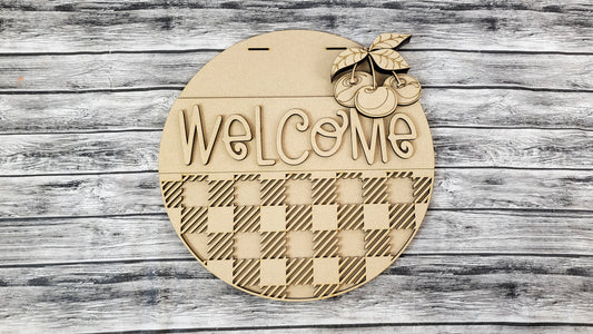 Welcome Cherries Door Hanger DIY Unfinished Kit