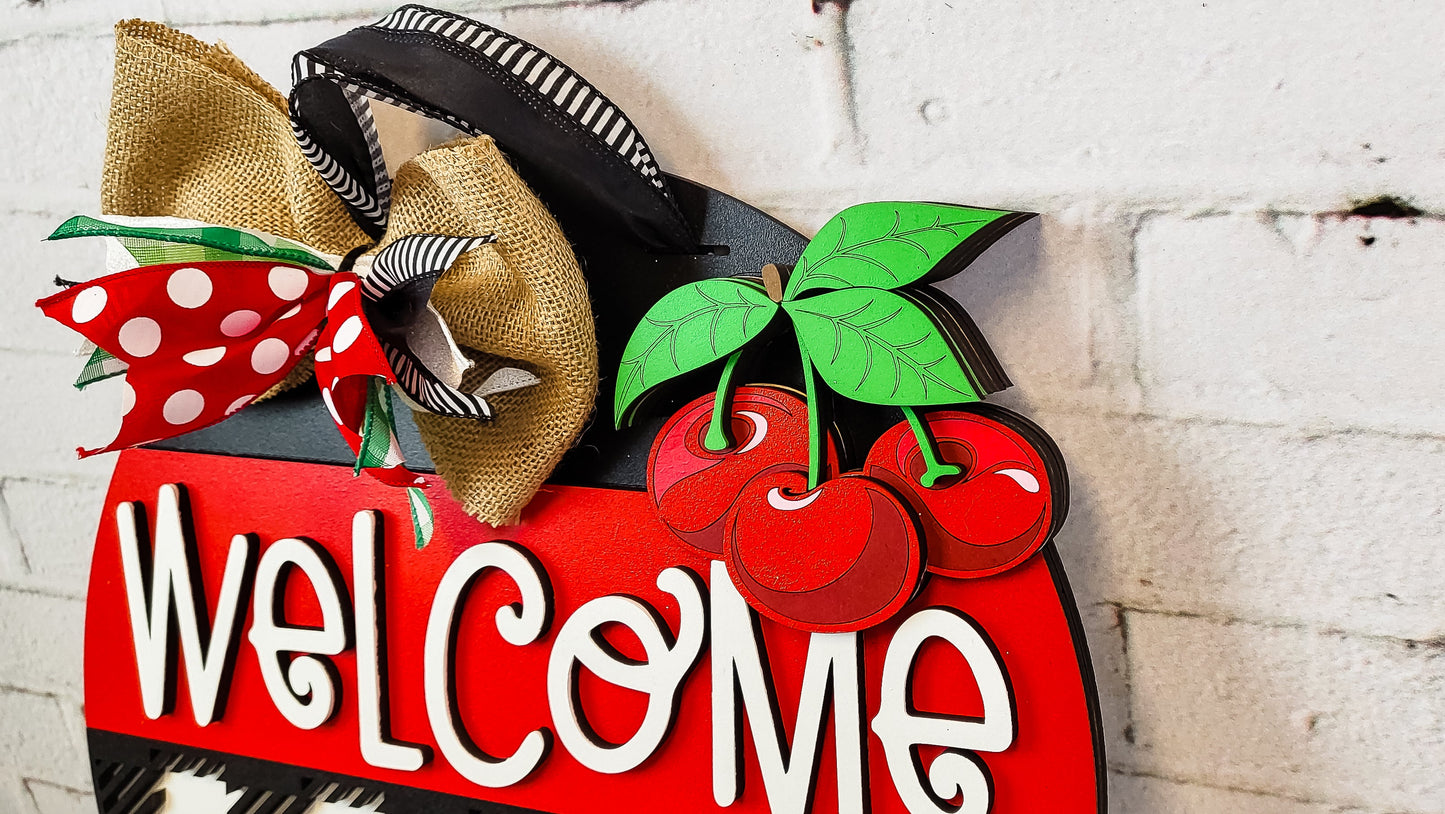 Welcome Cherries Door Hanger DIY Unfinished Kit