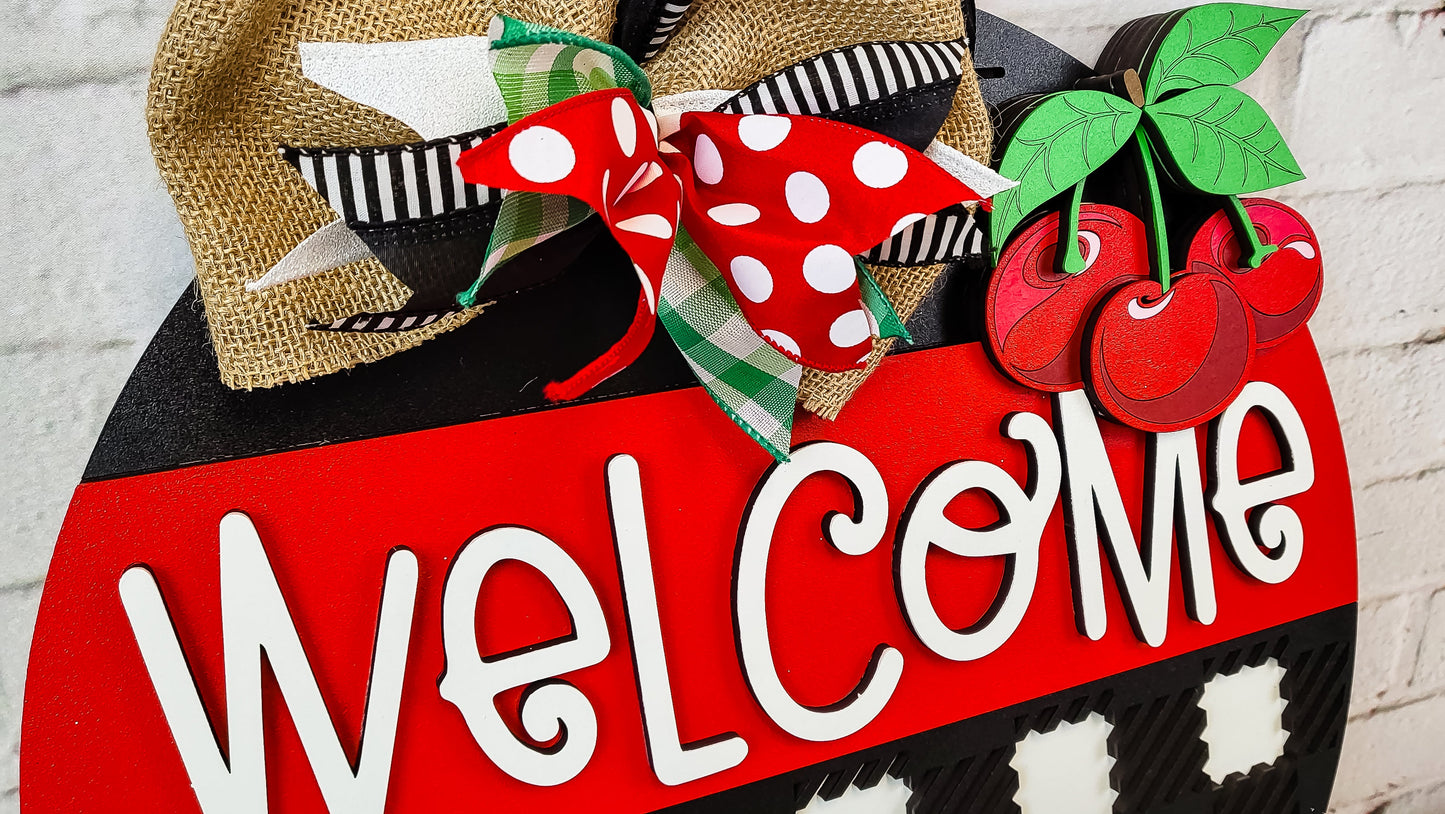 Finished - Welcome Cherries Door Sign
