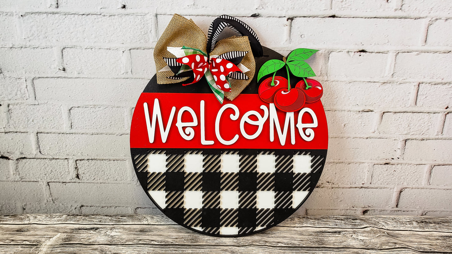 Welcome Cherries Door Hanger DIY Unfinished Kit