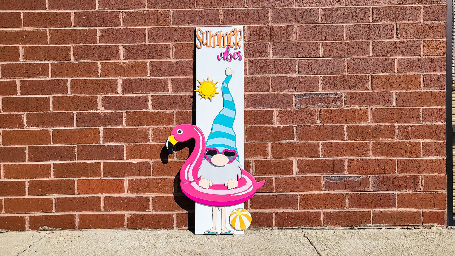 Summer Vibes Gnome with Floaty Vertical Porch Leaner DIY Unfinished Kit