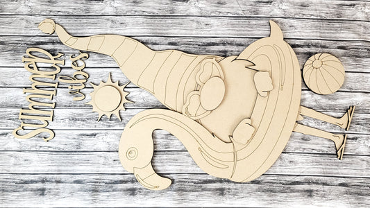 Summer Vibes Gnome with Floaty Vertical Porch Leaner DIY Unfinished Kit