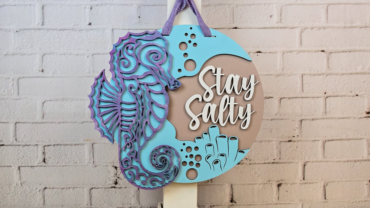 Stay Salty Seahorse Door Hanger