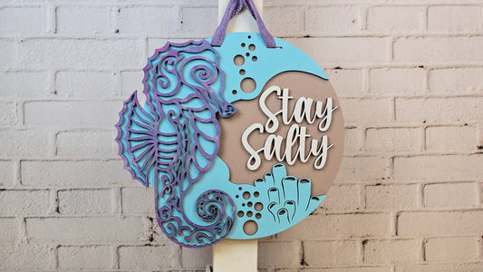 Stay Salty Seahorse Door Hanger