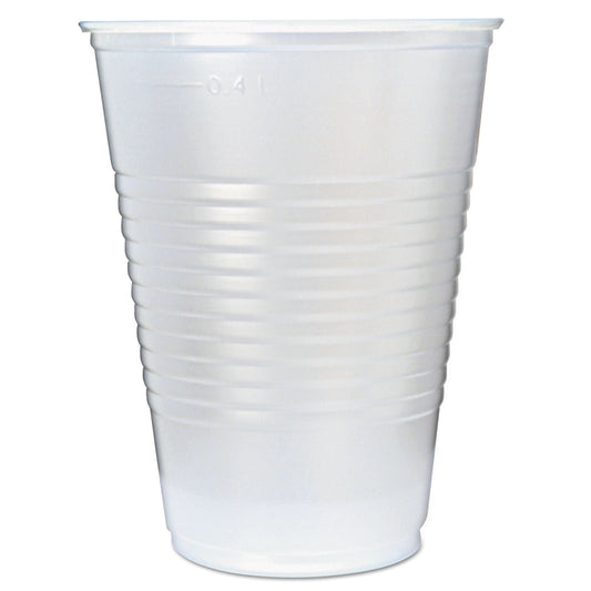 Fabri-Kal RK Ribbed Cold Drink Cups, 16 oz, Translucent, 50/Sleeve, 20 Sleeves/Carton