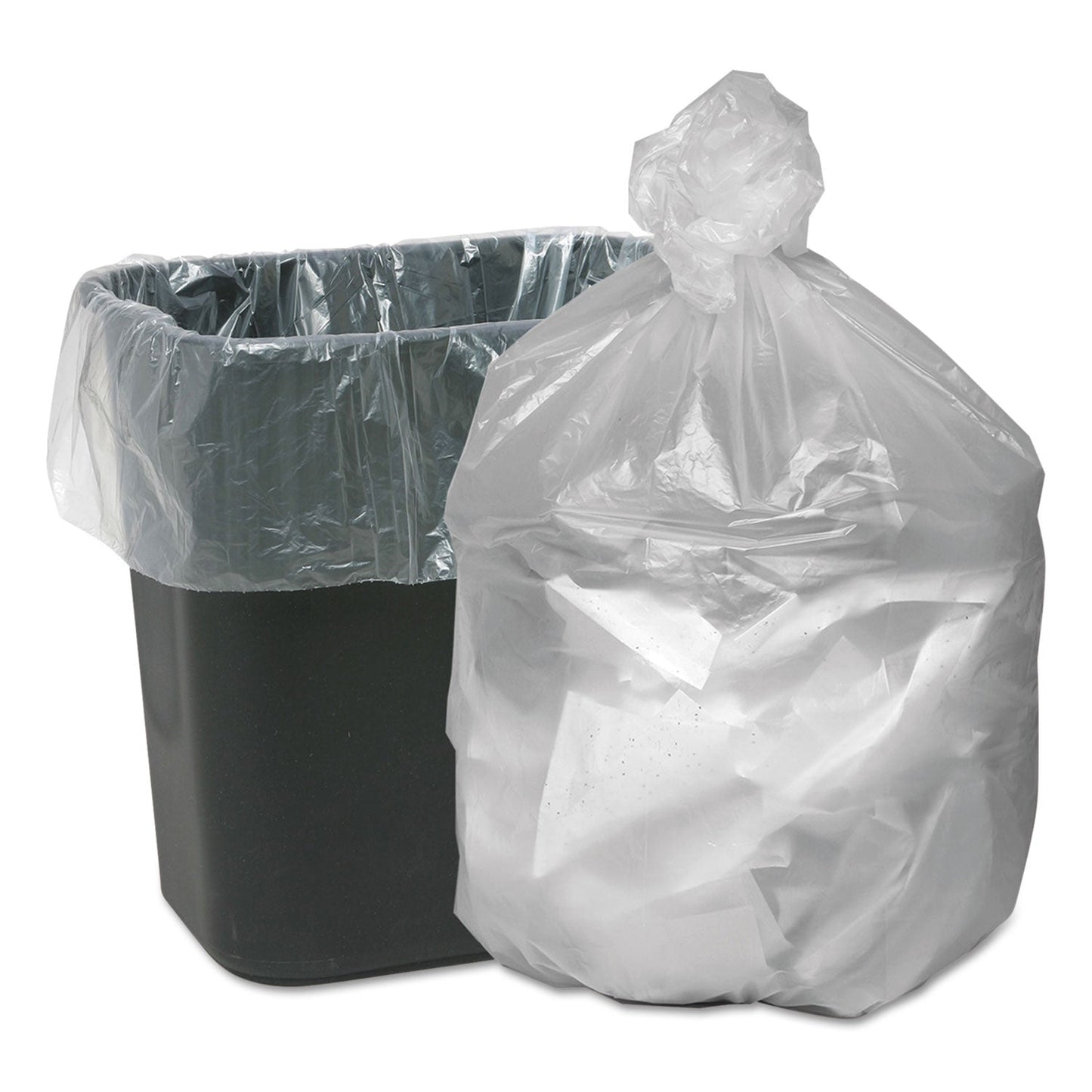 Good 'n Tuff Waste Can Liners, 10 gal, 6 microns, 24" x 24", Natural, 1,000/Carton