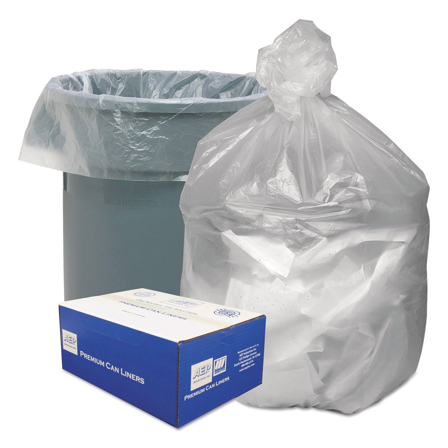 Good 'n Tuff Waste Can Liners, 56 gal, 14 microns, 43" x 46", Natural, 200/Carton