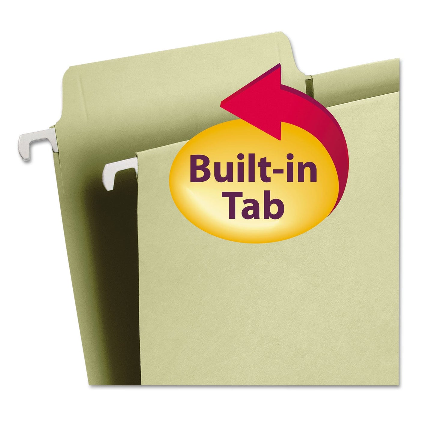 Smead FasTab Hanging Folders, Legal Size, 1/3-Cut Tabs, Moss, 20/Box
