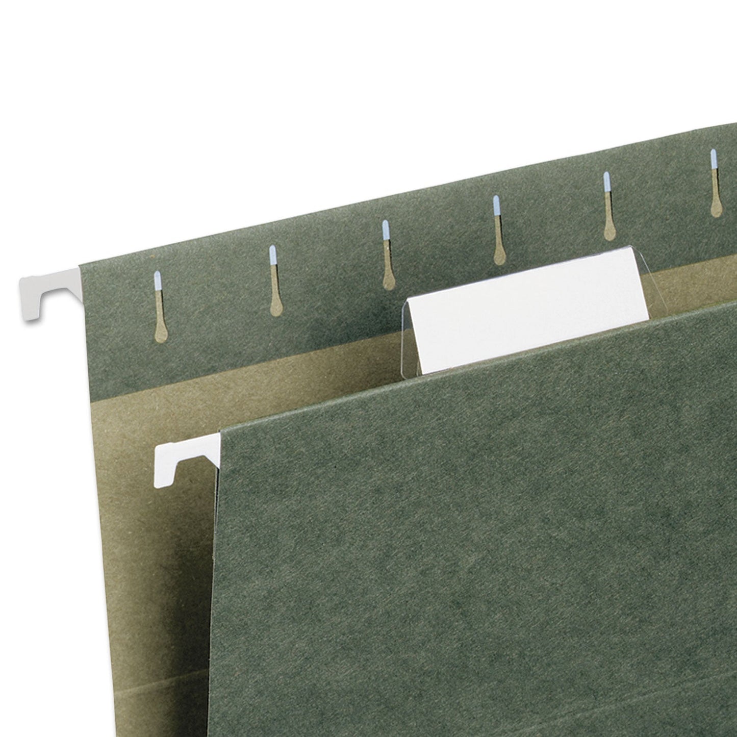 Smead Poly Index Tabs and Inserts For Hanging File Folders, 1/5-Cut, White/Clear, 2.25" Wide, 25/Pack