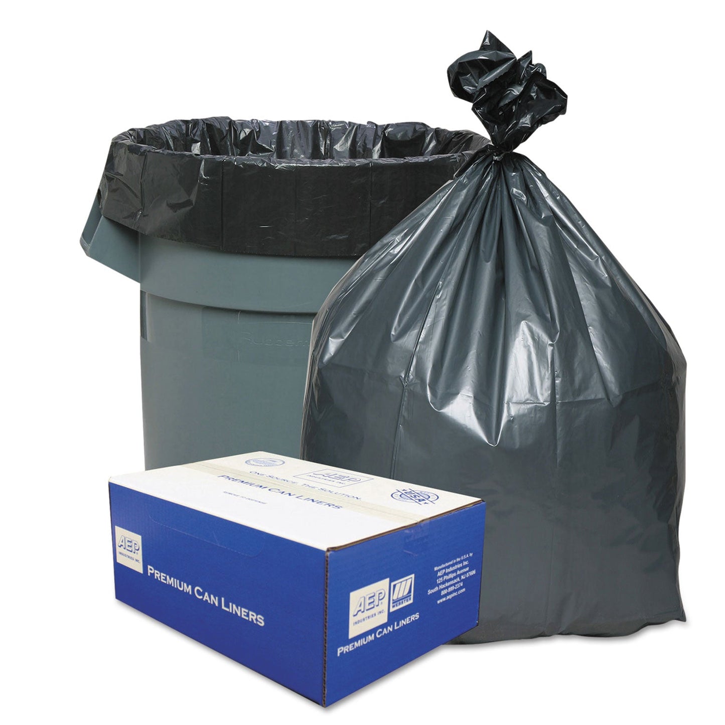 Platinum Plus Can Liners, 45 gal, 1.55 mil, 39" x 46", Gray, 50/Carton