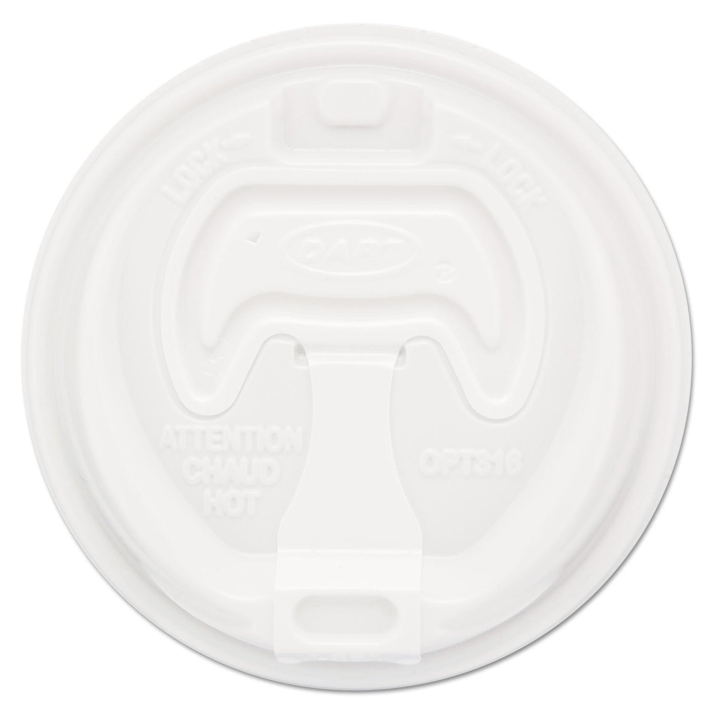 Dart Optima Reclosable Lid, Fits 12 oz to 24 oz Foam Cups, White, 100/Pack