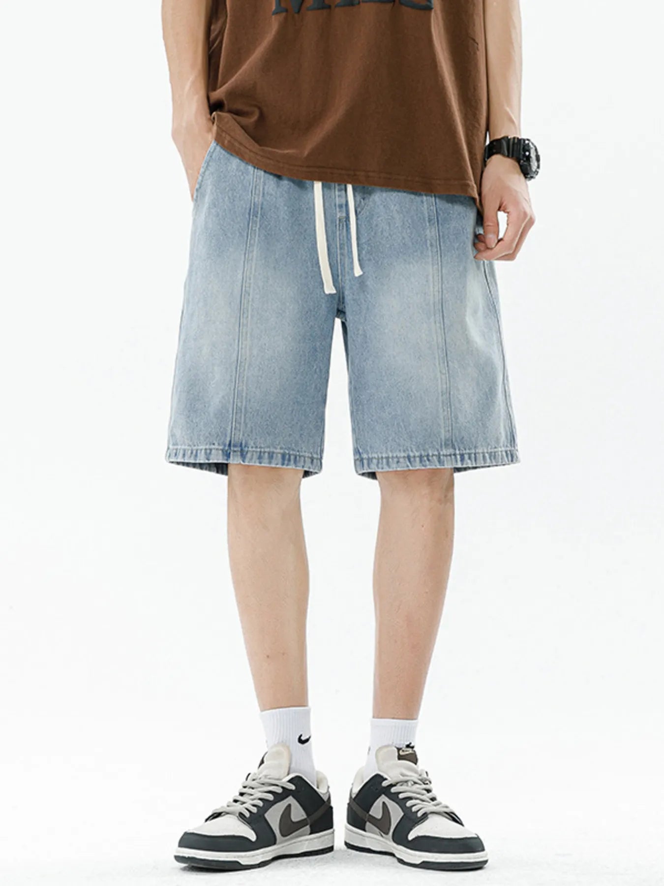 Men's Full Size Gradient Wash Denim Shorts Plus Size