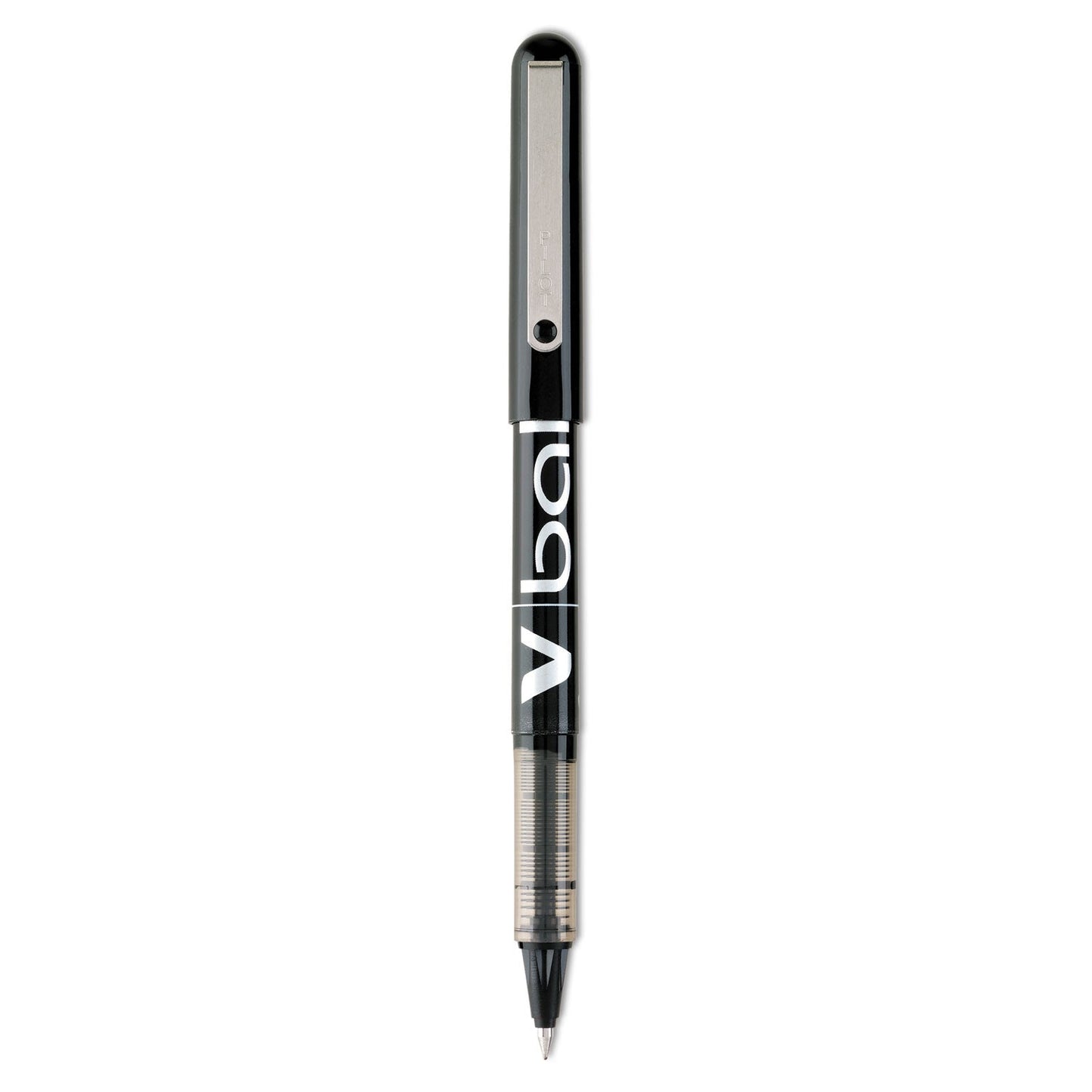 Pilot VBall Liquid Ink Roller Ball Pen, Stick, Extra-Fine 0.5 mm, Black Ink, Black Barrel, Dozen