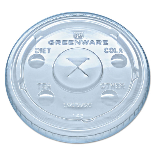 Fabri-Kal Greenware Cold Drink Lids, Fits 9 oz Old Fashioned Cups, 12 oz Squat Cups, 20 oz Cups Clear, 1,000/Carton