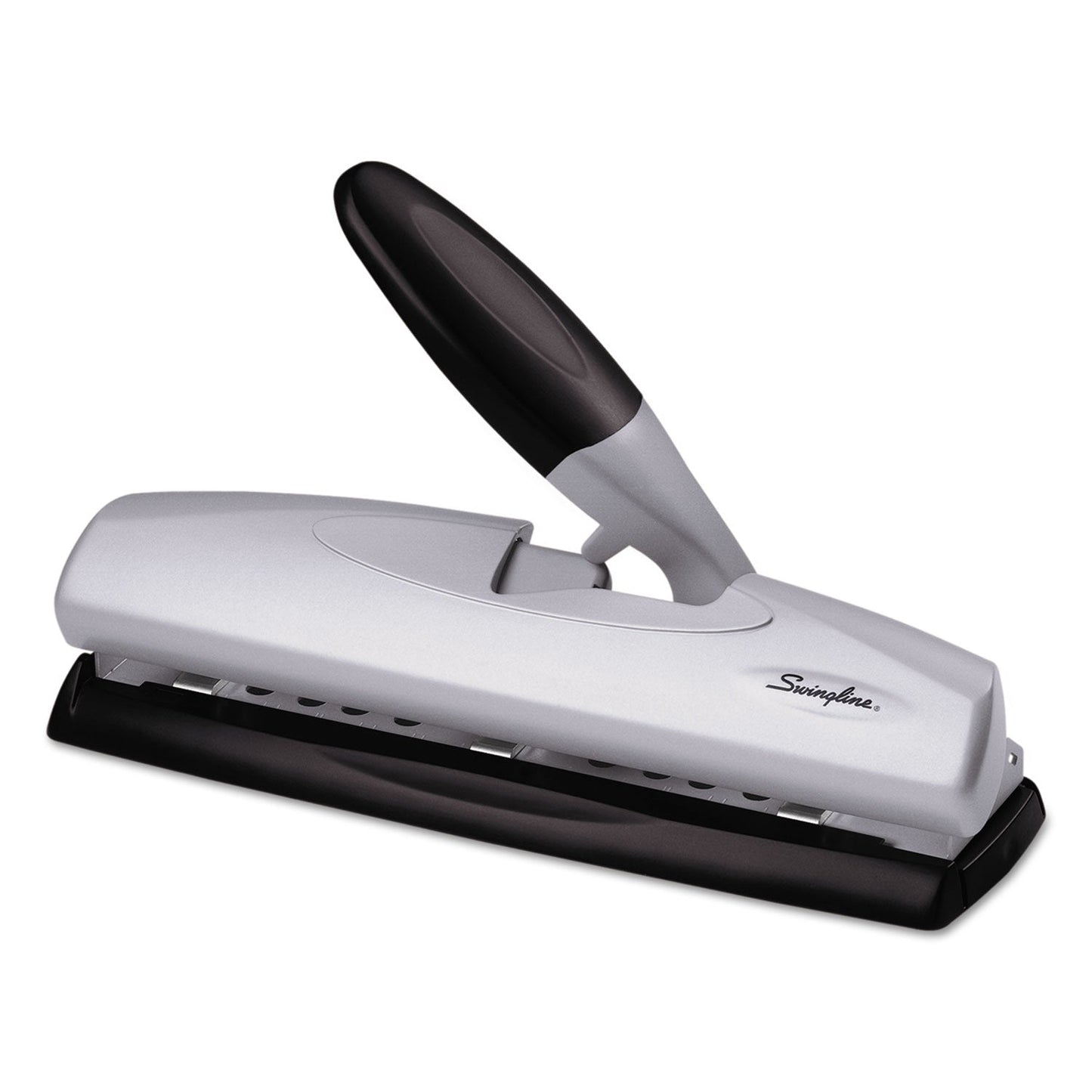 Swingline 20-Sheet LightTouch Desktop Two- to Seven-Hole Punch, 9/32" Holes, Silver/Black