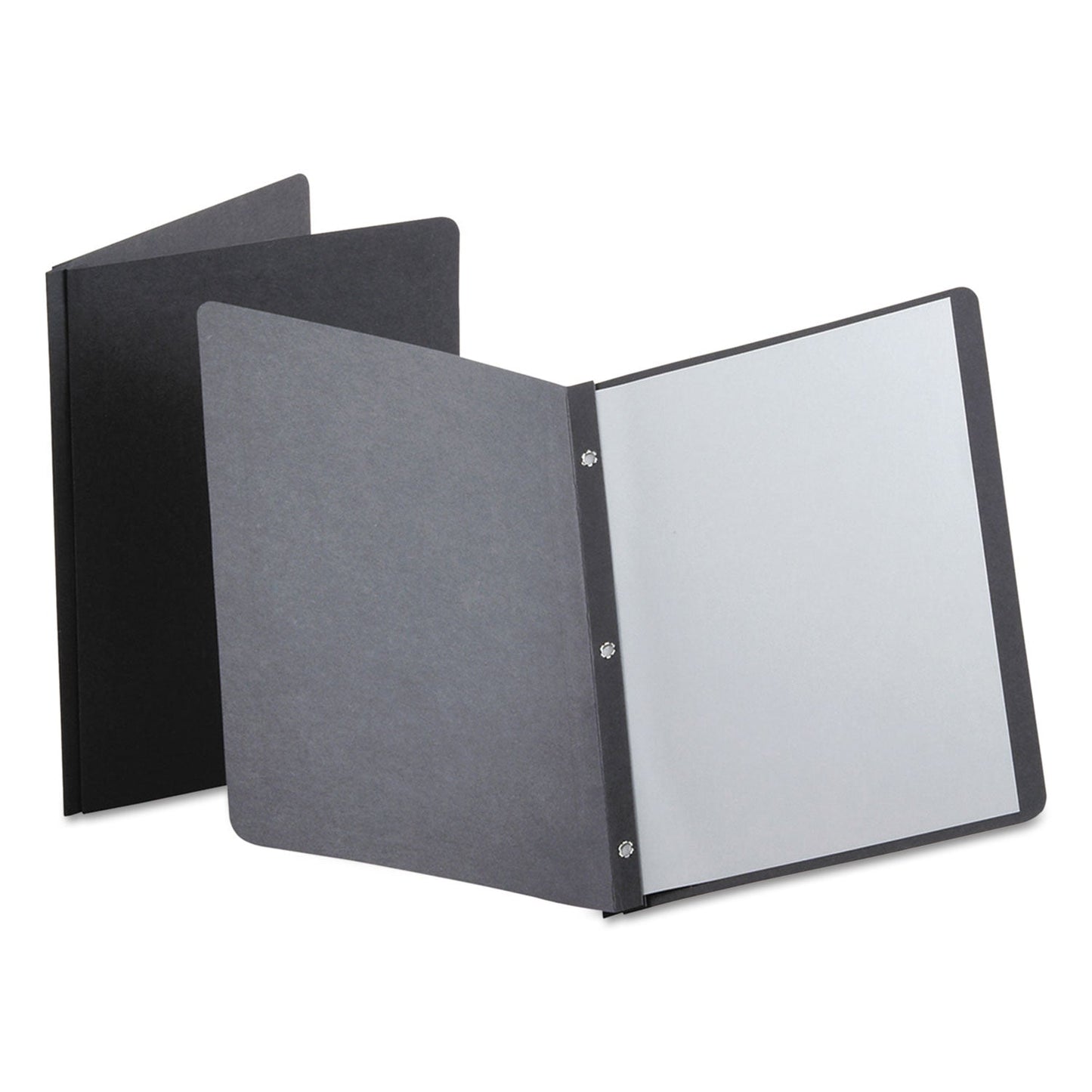 Oxford Title Panel and Border Front Report Cover, Three-Prong Fastener, 0.5" Capacity, 8.5 x 11, Black/Black, 25/Box