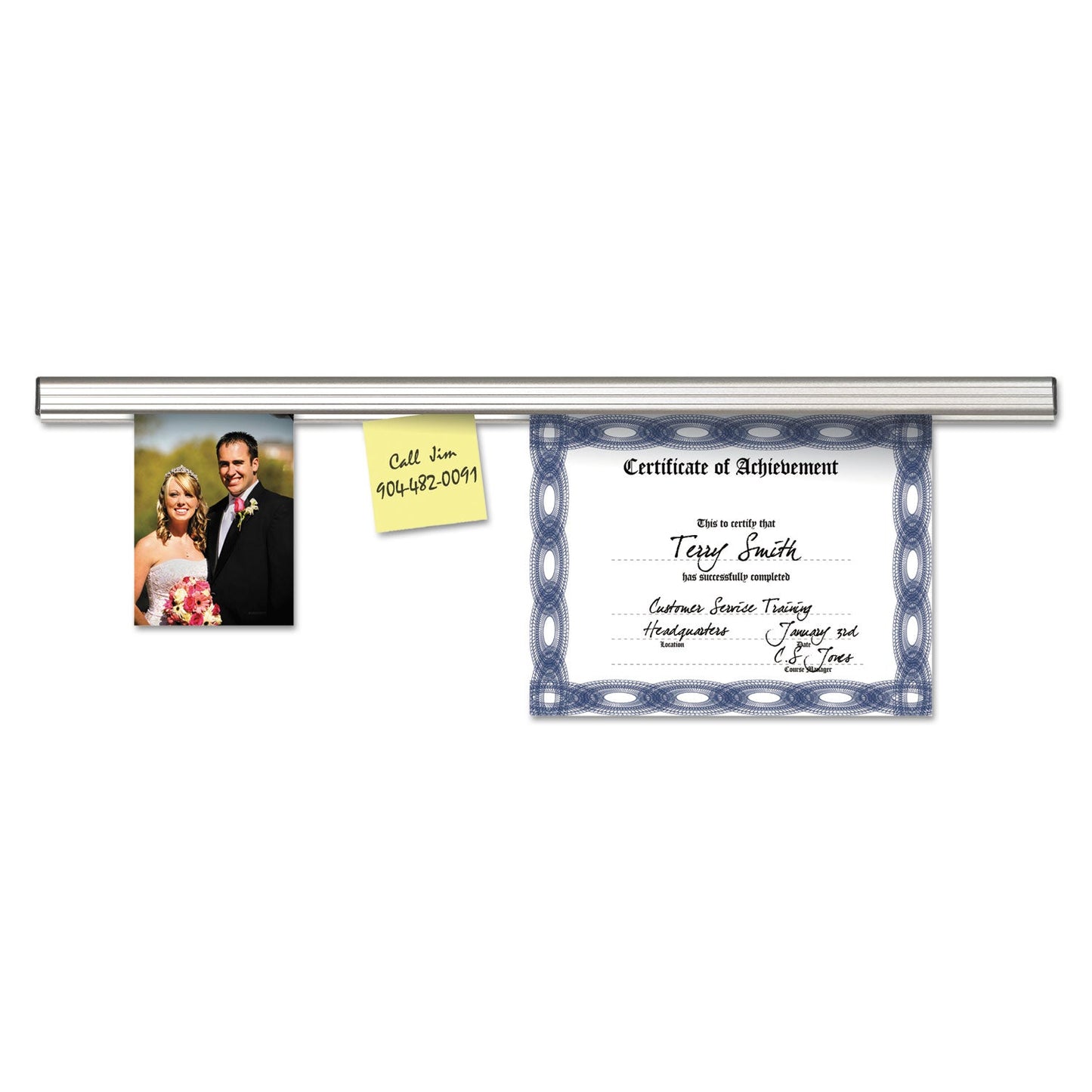 Advantus Grip-A-Strip Display Rail, 12 x 1.5, Aluminum Finish