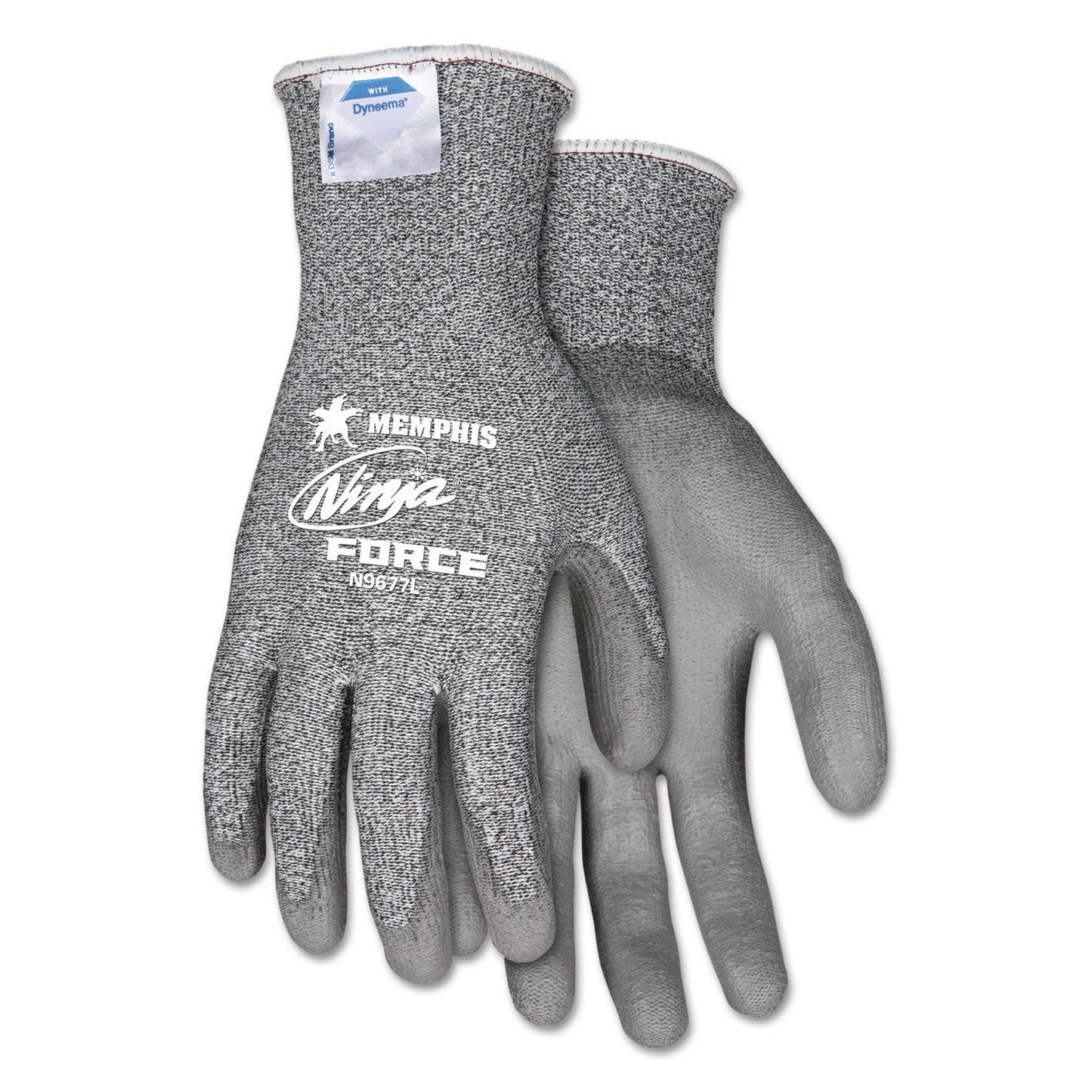 MCR Ninja Force Polyurethane Coated Gloves, Large, Gray, Pair