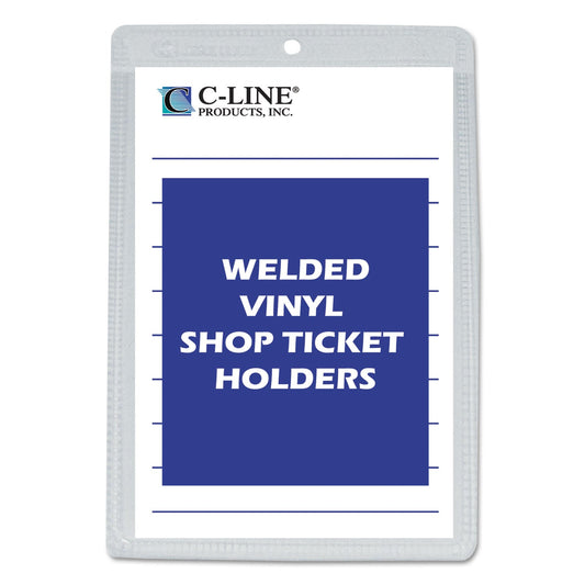 C-Line Clear Vinyl Shop Ticket Holders, Both Sides Clear, 25 Sheets, 5 x 8, 50/Box