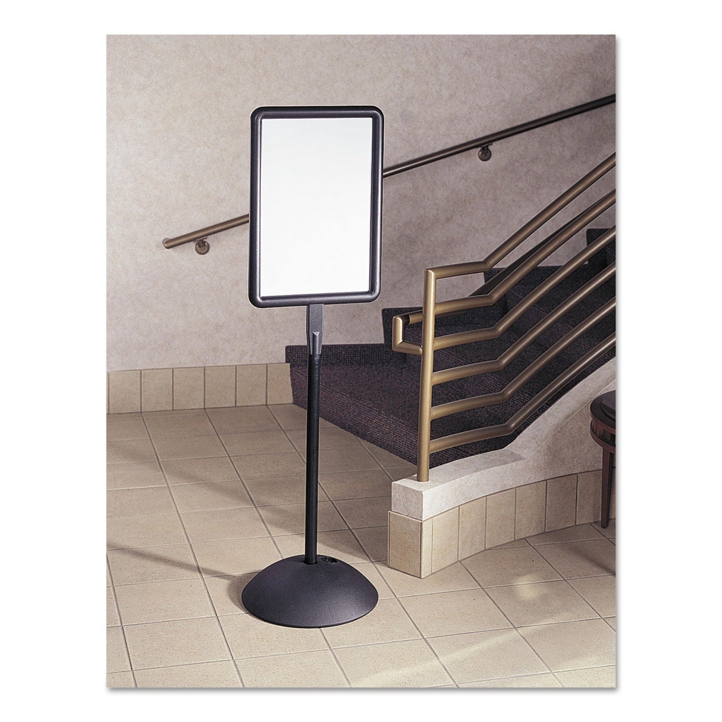 Safco Double Sided Sign, Magnetic/Dry Erase Steel, 18 x 18, White, Black Frame