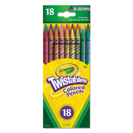Crayola Twistables Colored Pencils, 2 mm, 2B (#1), Assorted Lead/Barrel Colors, 18/Pack
