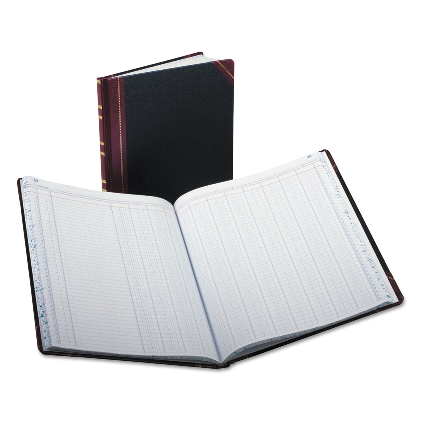 Boorum & Pease Extra-Durable Bound Book, Double-Page 12-Column Accounting, Black/Maroon/Gold Cover, 11.94 x 9.78 Sheets, 150 Sheets/Book
