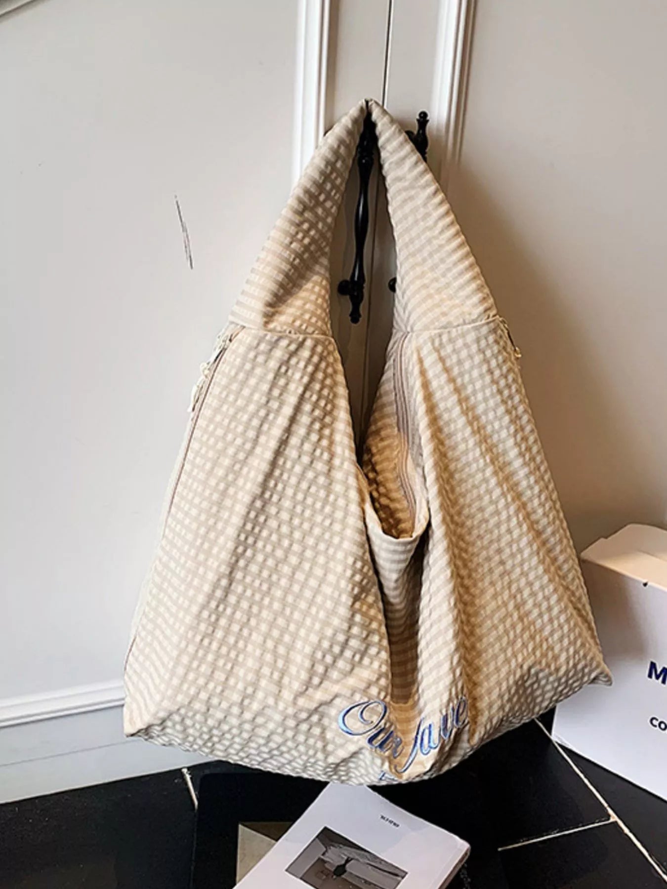 Casual Style Plaid Handbag