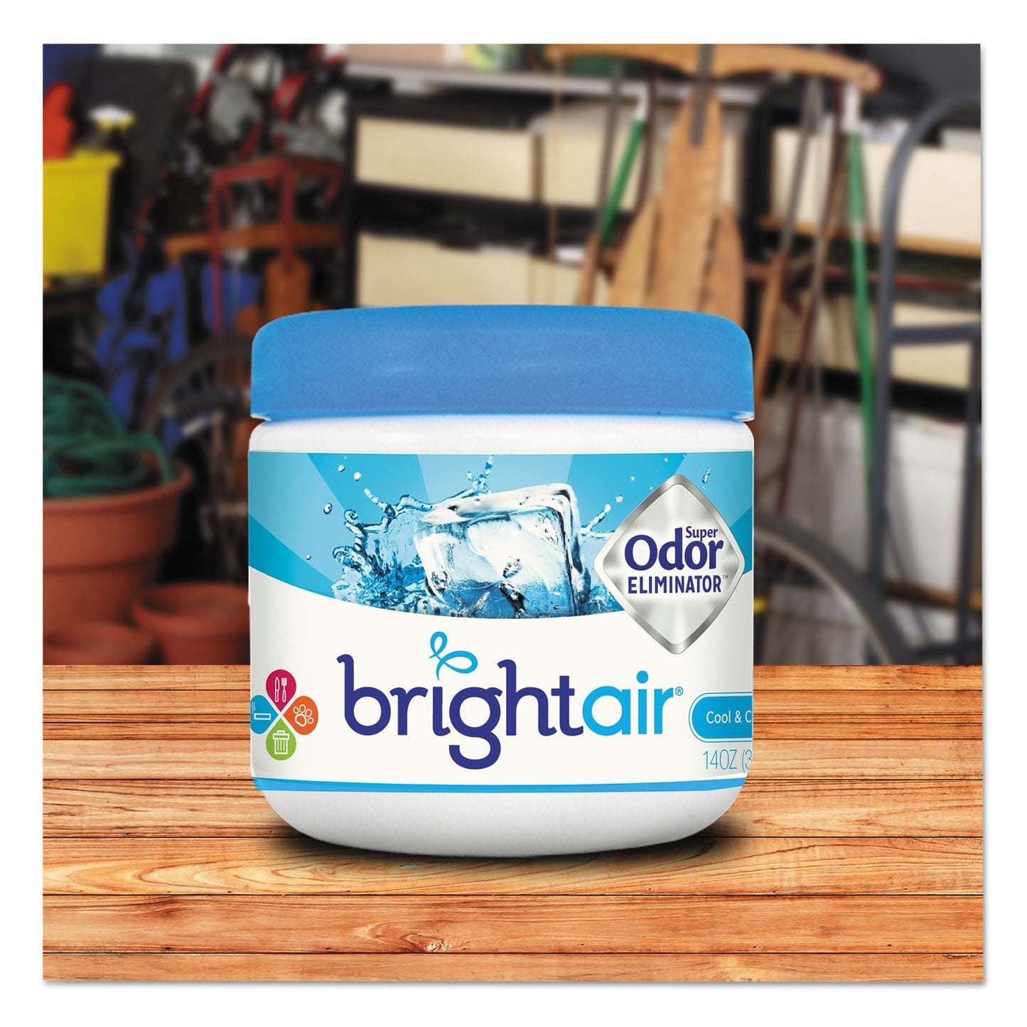 BRIGHT Air Super Odor Eliminator, Cool and Clean, Blue, 14 oz Jar