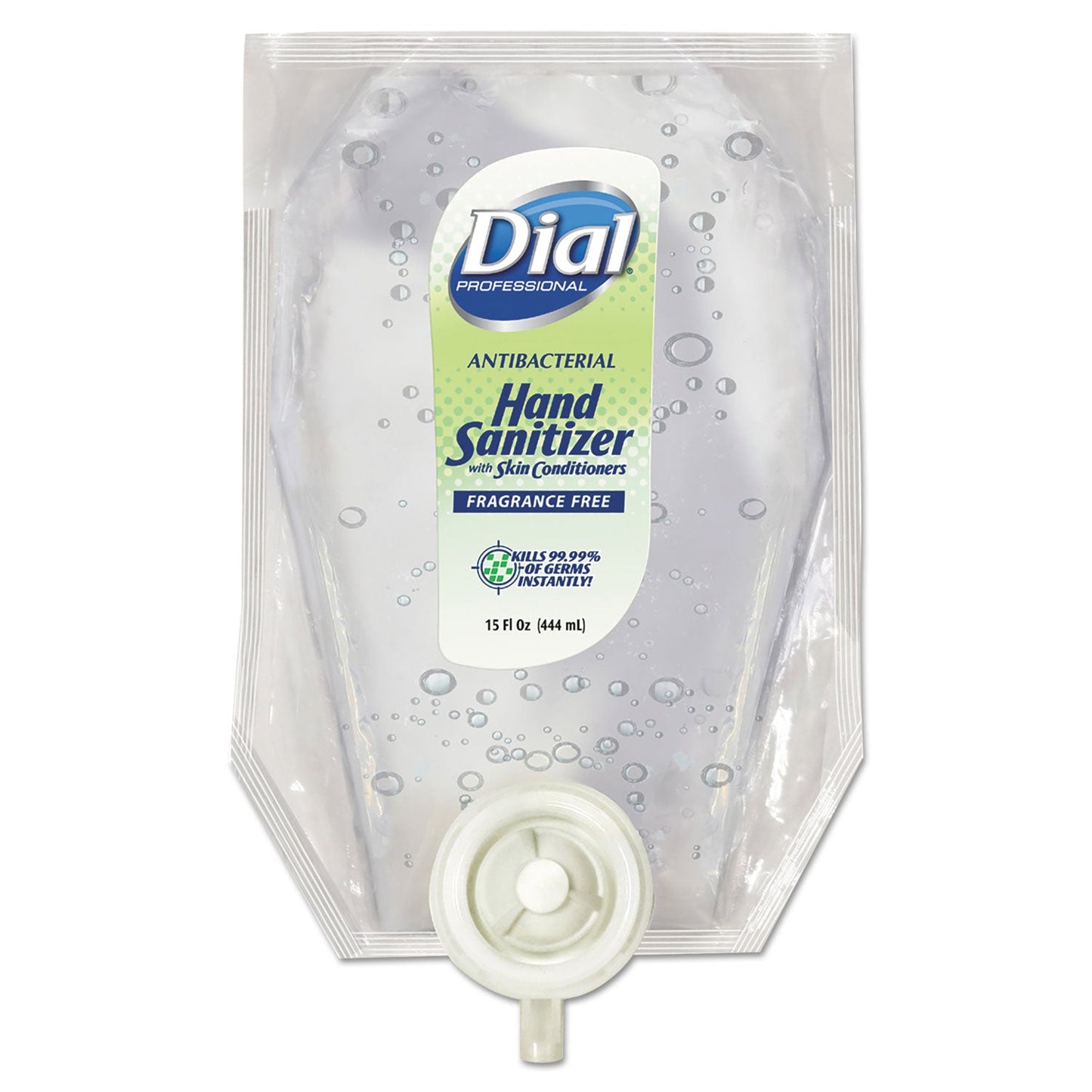 Dial Antibacterial Gel Hand Sanitizer Refill for Eco-Smart Dispenser, Fragrance-Free, 15 oz, 6/Carton