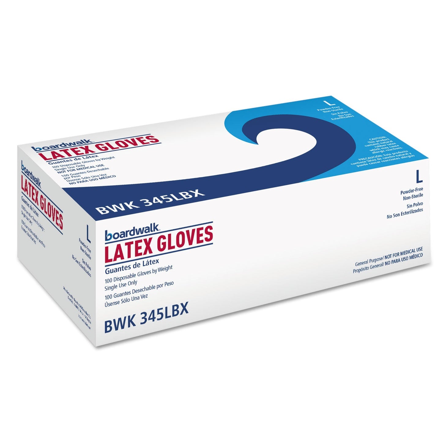 Boardwalk General-Purpose Latex Gloves, Powder-Free, 4.4 mil, Large, Natural, 100/Box