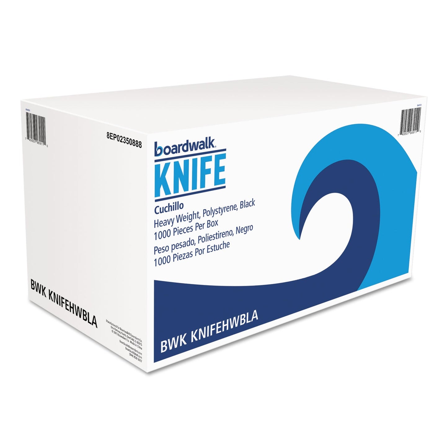 Boardwalk Heavyweight Polystyrene Cutlery, Knife, Black, 1000/Carton
