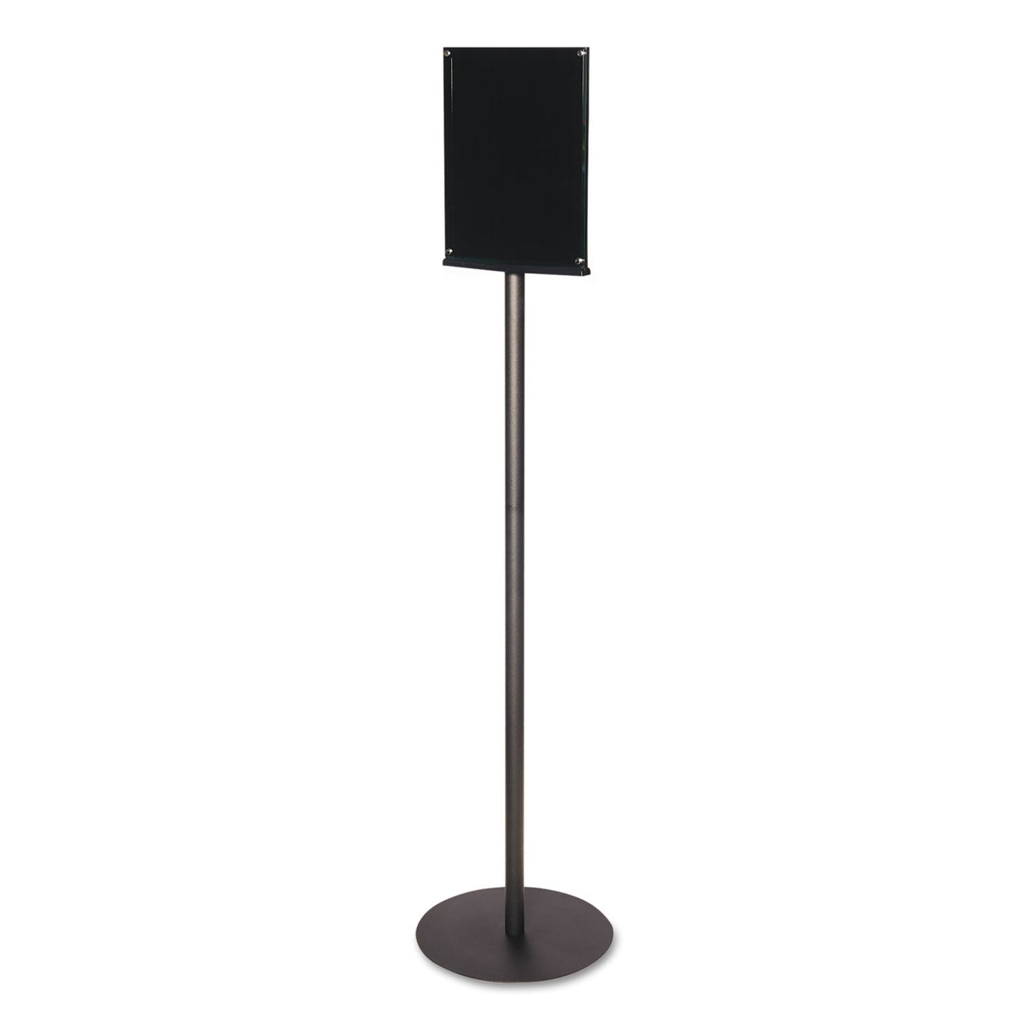 deflecto Double-Sided Magnetic Sign Display, 8.5 x 11 Insert, 56" Tall, Clear/Black