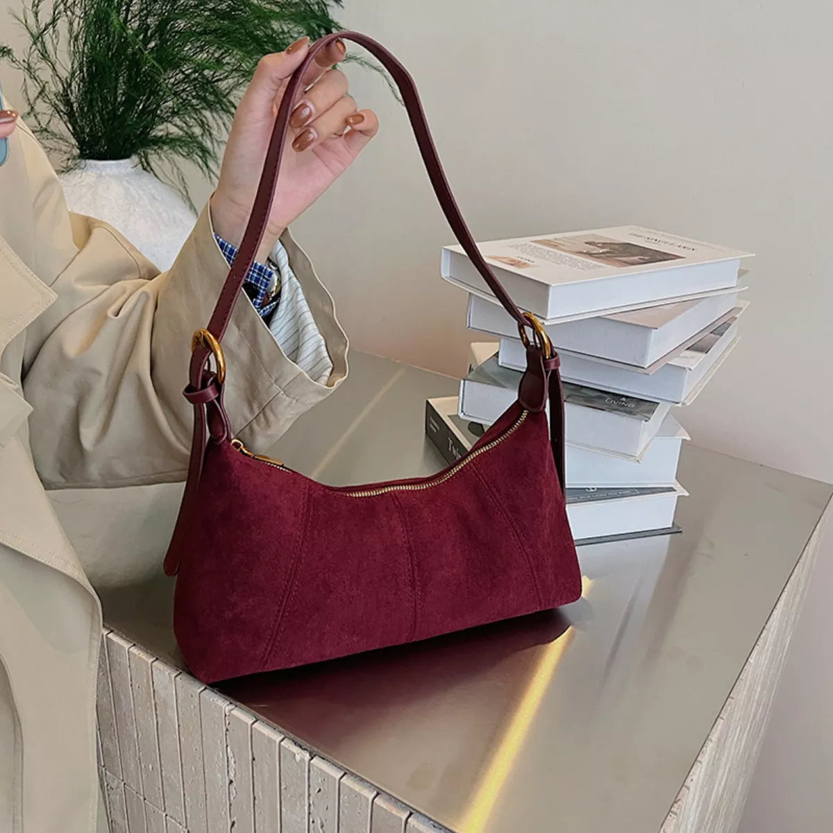 Lightweight Solid Color Shoulder Bag