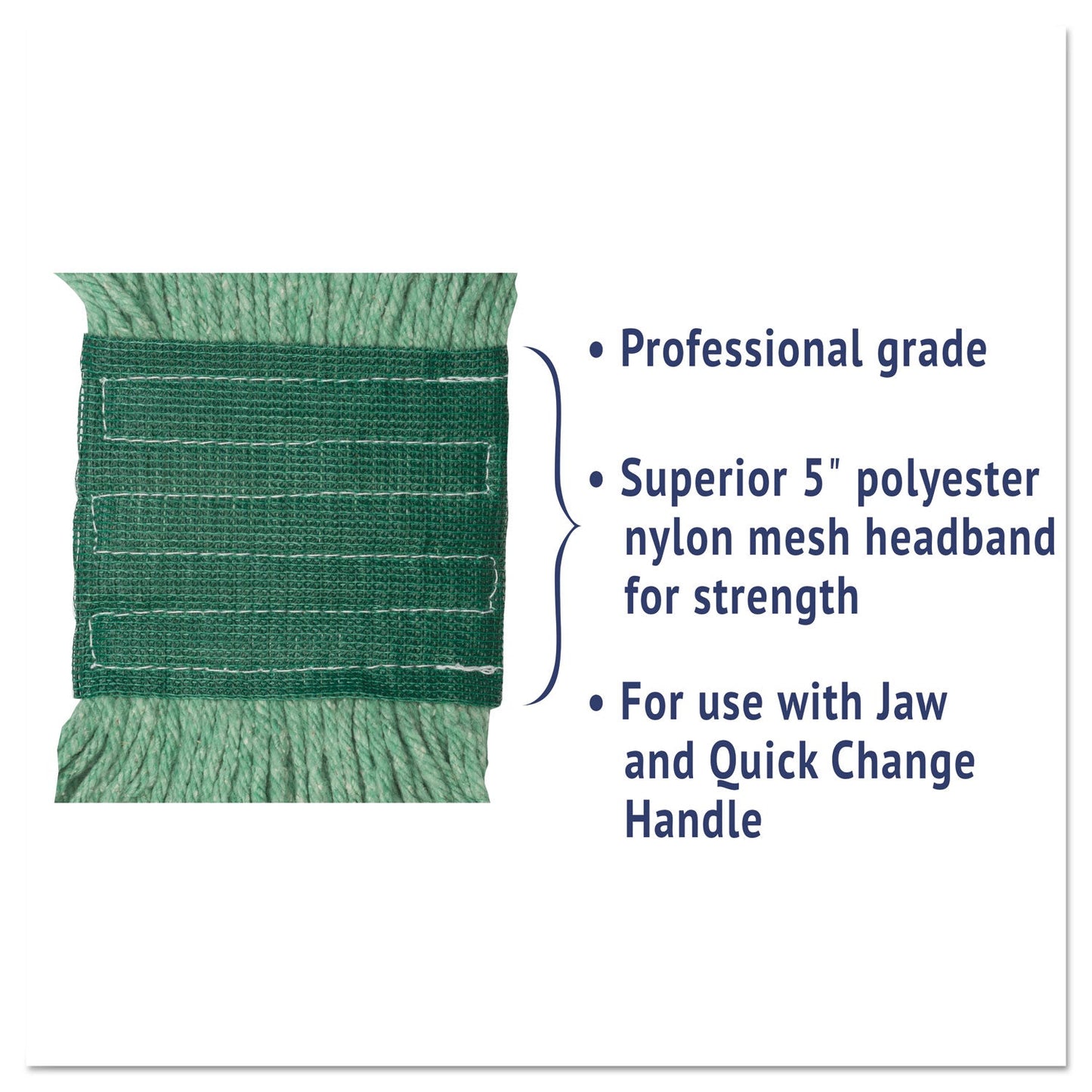 Boardwalk Super Loop Wet Mop Head, Cotton/Synthetic Fiber, 5" Headband, Medium Size, Green, 12/Carton