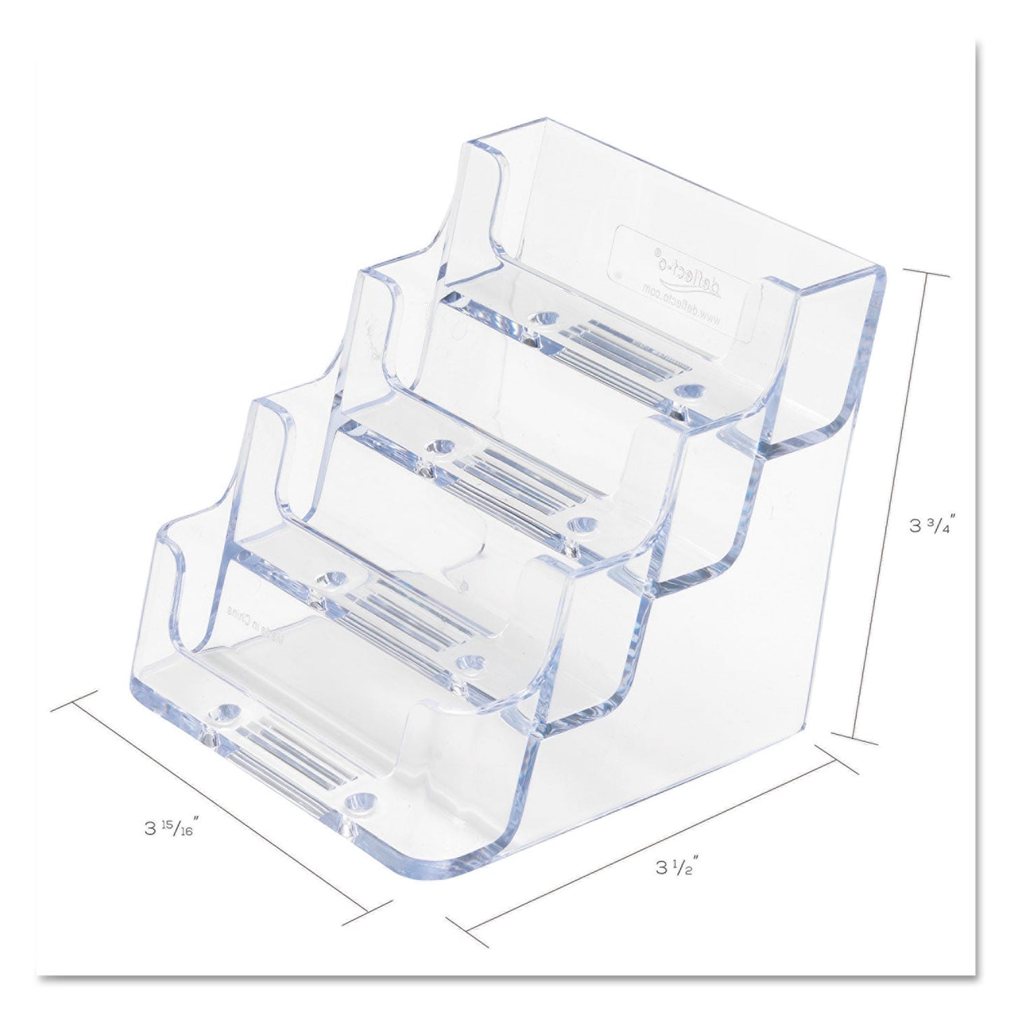 deflecto 4-Pocket Business Card Holder, Holds 200 Cards, 3.94 x 3.5 x 3.75, Plastic, Clear