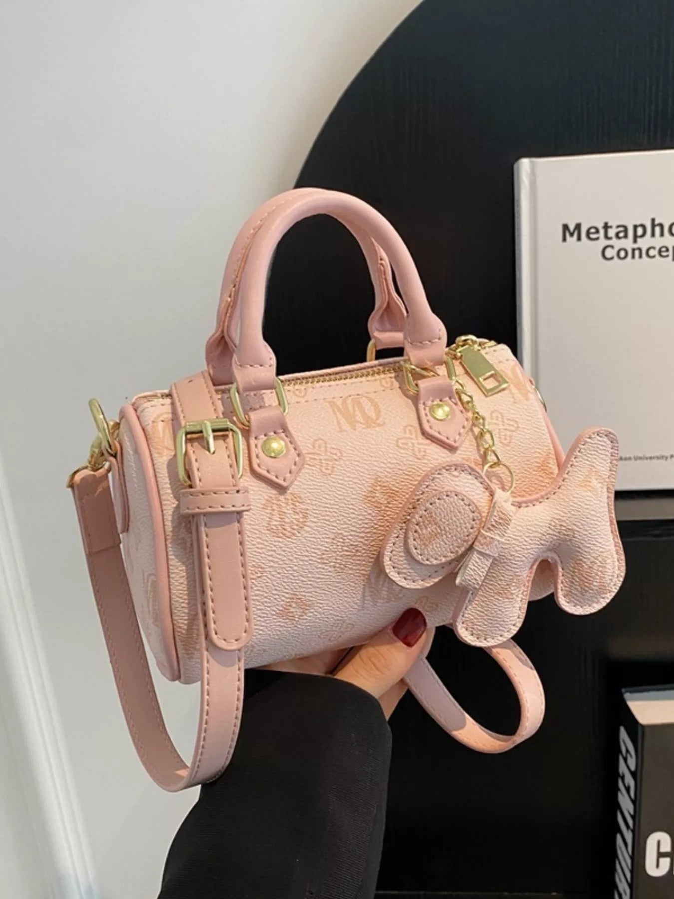 Barrel Crossbody Bag with Charm