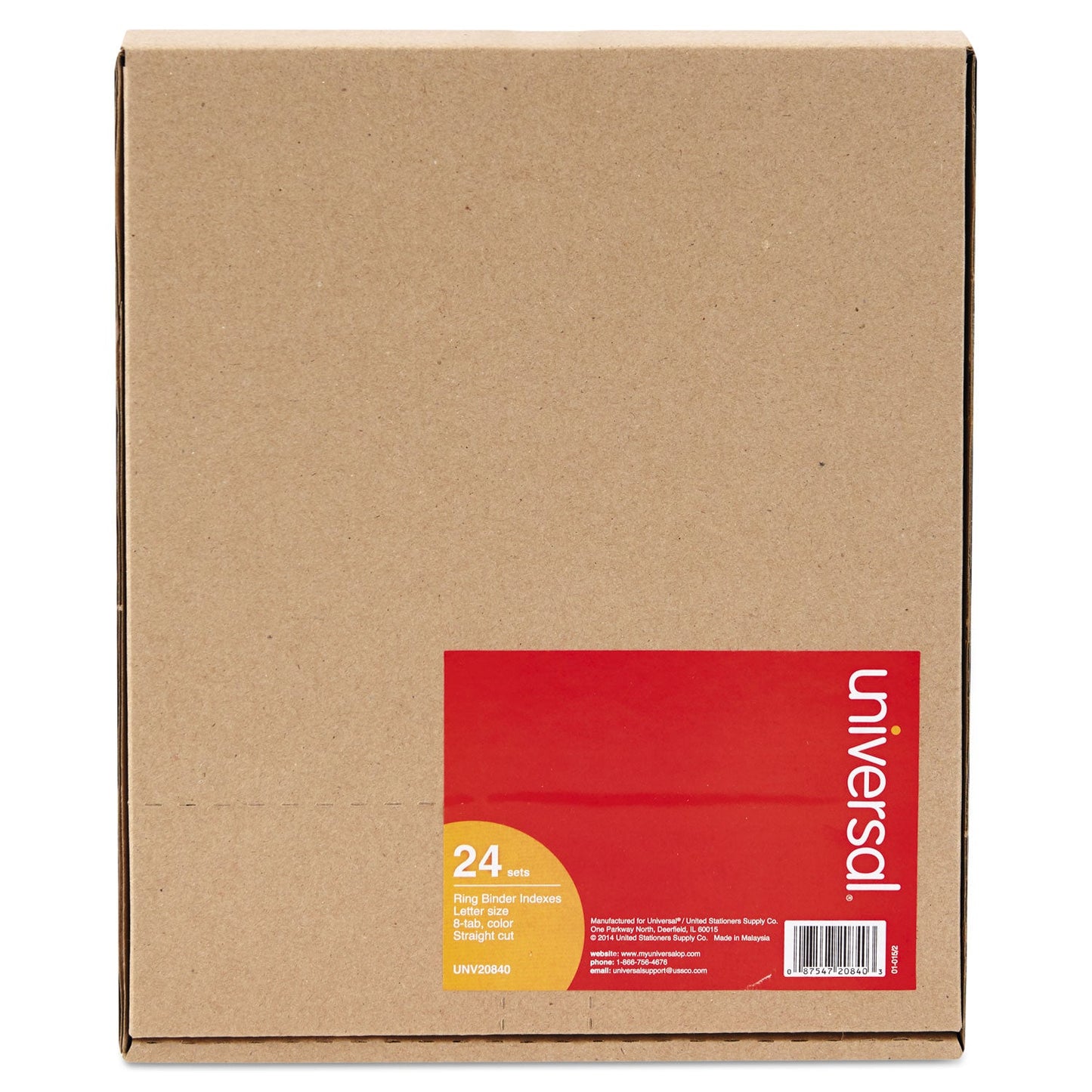 Universal Insertable Tab Index, 8-Tab, 11 x 8.5, Buff, Assorted Tabs, 24 Sets