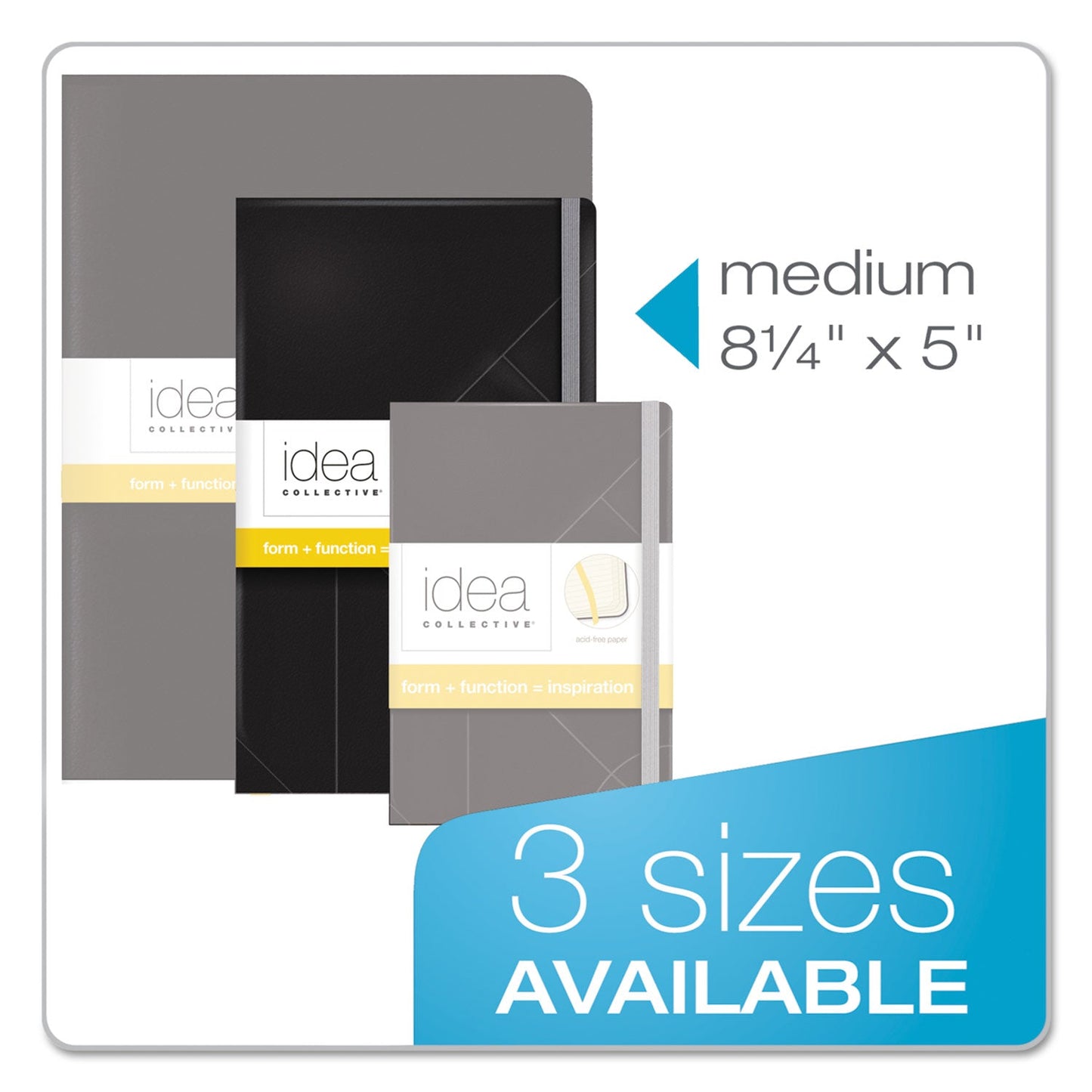 TOPS Idea Collective Journal, Hardcover with Elastic Closure, 1 Subject, Wide/Legal Rule, Black Cover, 8.25 x 5, 120 Sheets