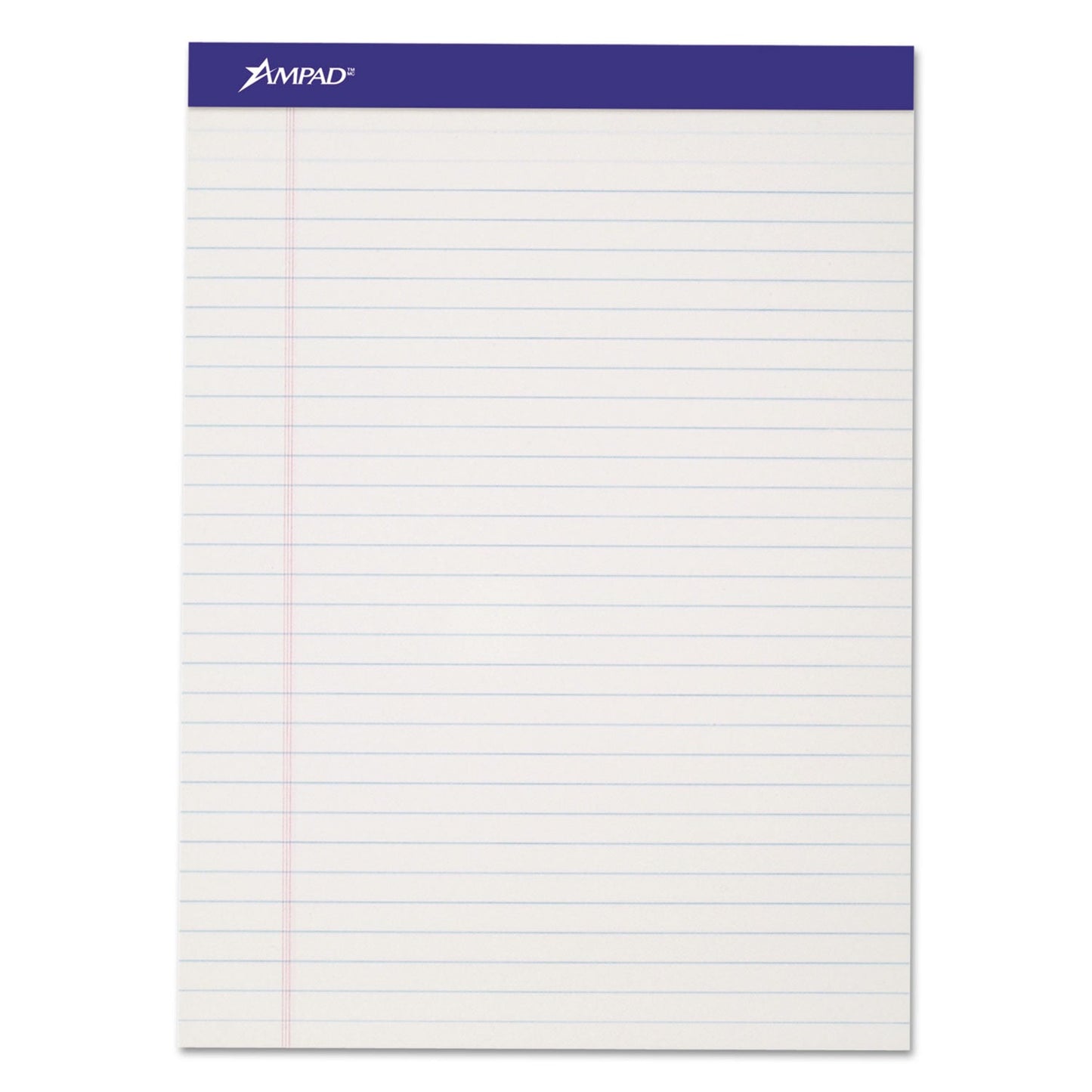 Ampad Perforated Writing Pads, Wide/Legal Rule, 50 White 8.5 x 11.75 Sheets, Dozen