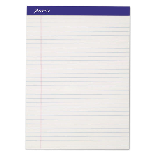 Ampad Perforated Writing Pads, Wide/Legal Rule, 50 White 8.5 x 11.75 Sheets, Dozen
