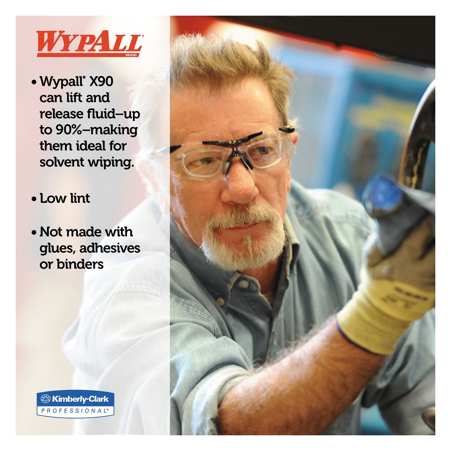 WypAll X90 Cloths, BRAG Box, 2-Ply, 11.1 x 16.8, Denim Blue, 136/Carton